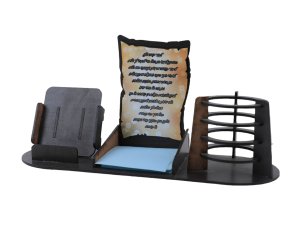 מעמד שולחני לעטים וטלפון עם תמונה